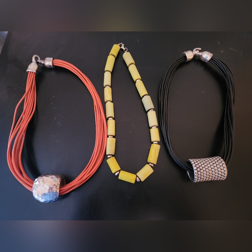 Interchangeable Chunky Necklace Set, Sterling Sil… - image 1